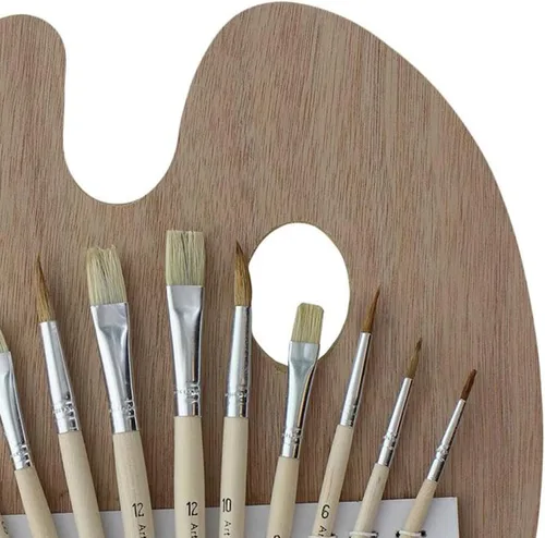 Miniatura 7 de Art Advantage paleta de madera con 12 pinceles.