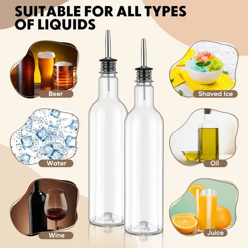 Miniatura 3 de Paquete de 32 botellas de jarabe de 25 onzas, botella de plástico de cuello largo con acero inoxidable a prueba de fugas, vertedor y tapa de jugo