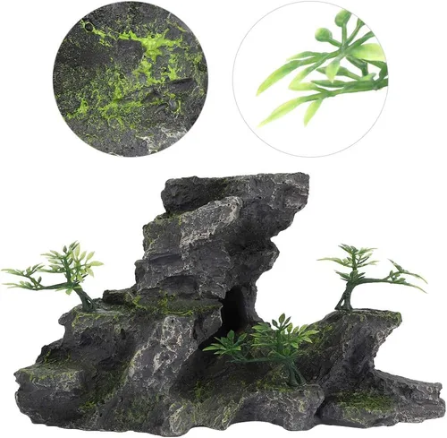 Miniatura 5 de Zerodis Adornos de acuario para acuario, vista de montaña, adorno de piedra, resina de simulación, rocalla, musgo, cueva, paisaje, artificial