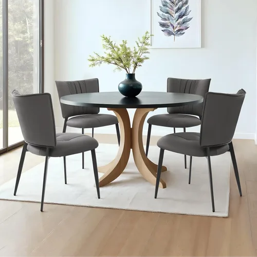 Miniatura 13 de Lamberia Juego de 4 sillas de comedor modernas de mediados de siglo, cómodas sillas tapizadas de piel sintética para cocina, comedor, color blanco