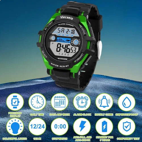 Miniatura 7 de Kids Digital Watch for Boys Girls, Waterproof LED Colorful Lights Sports Watch Suitable for 5-17 Years Old Teenagers (with Gift Box)