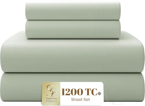 Miniatura 10 de SUPREME ELEGANCE Juego de sábanas de 1200 hilos de algodón blanco de lujo, ultra suaves y sedosas, con propiedades de absorción de humedad