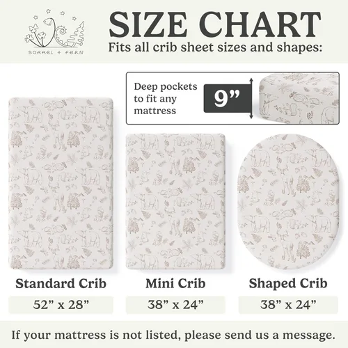 Miniatura 6 de Sábanas de cuna neutrales – Sábanas bajeras para cuna de bebé niña y niño – Paquete de 2 colchones estándar y niños pequeños – Mezcla de algodón