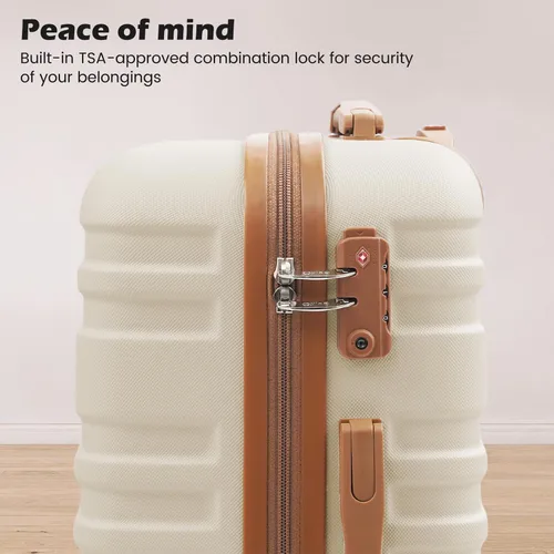 Miniatura 2 de Coolife Maleta de equipaje de mano con ruedas Softside Bolsa de viaje ligera con ruedas, Blanco, Equipaje rígido con ruedas giratorias