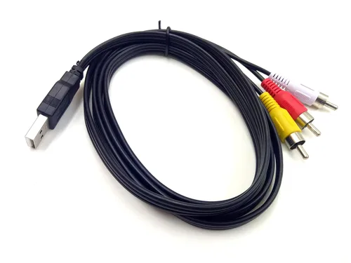 Miniatura 4 de Haokiang - Cable USB a 3 RCA, 5 pies/4.9 ft USB macho a 3 RCA macho, divisor de audio y video AV, cable adaptador compuesto (USB M/3RCA M)