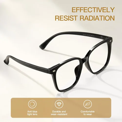 Miniatura 3 de Lentes de gran tamaño con bloqueo de luz azul para mujer, lectura en computadora, antirreflejos, reducen la fatiga ocular