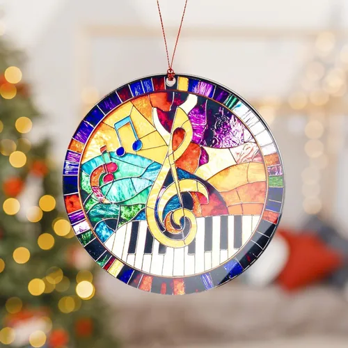 Miniatura 3 de Adornos de piano para árbol de Navidad, adornos de Navidad acrílicos atrapa-rayos, adorno de nota musical con teclas de piano, regalos para músicos