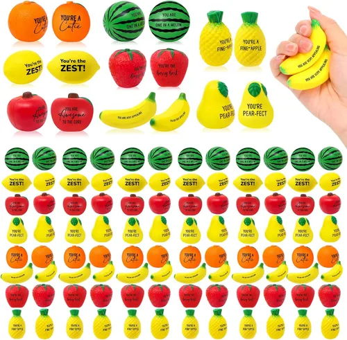 Outus Bolas de estrés de frutas a granel, bolas inspiradoras para apretar para el regreso a clases, regalo para estudiantes para profesores,