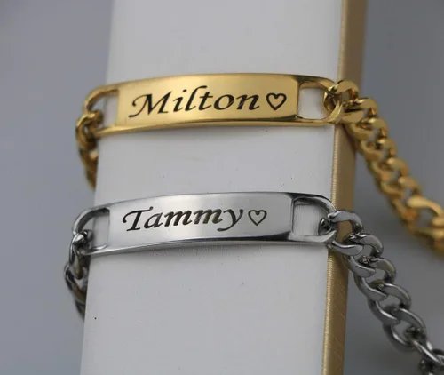 Miniatura 7 de BBFirst Pulsera personalizada de acero inoxidable grabada con letras de nombre personalizables para hombres