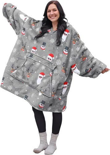 Miniatura 22 de Catalonia Sudadera extragrande tipo manta con capucha, sudadera de sherpa portátil para adultos, hombres y mujeres