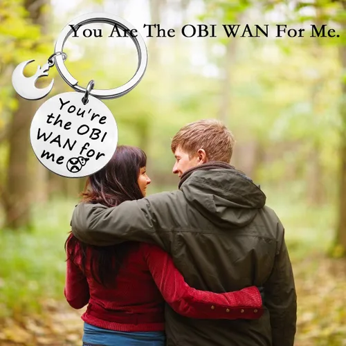 Miniatura 5 de Regalo para novio inspirado en la película, regalo con texto en inglés "You Are The OBI WAN For Me", llavero de regalo para marido