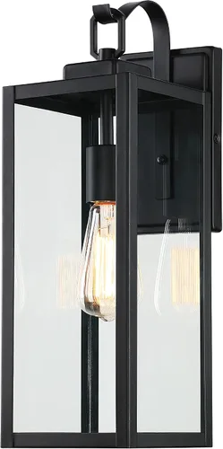 Miniatura 9 de Pia Ricco Luces de Pared Exteriores, Luminaria Exterior Negra Mate con Pantalla de Vidrio Transparente, Iluminación Impermeable para Porche Frontal