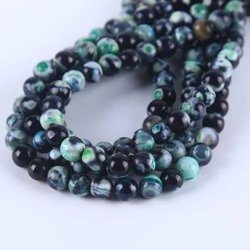 Miniatura 8 de 63 cuentas de piedra sueltas de ágata de fuego azul natural natural de 0.236 pulgadas (0.236 in) para fabricación de joyas de 15.5 pulgadas, 1 hebra