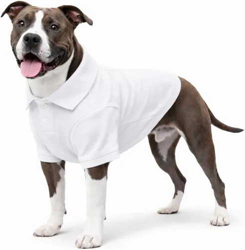 Miniatura 10 de lovelonglong Polo básico para perro, de algodón de primera calidad, para perros grandes, medianos y pequeños, con cuello de dos botones, color Negro