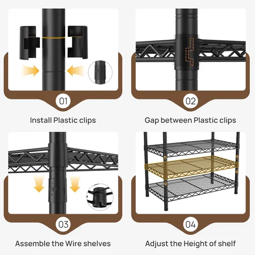 Miniatura 6 de Estante para ropa resistente con ruedas, estante enrollable para prendas, estantes ajustables de alambre de 3 niveles para colgar ropa con barras