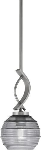 Miniatura 42 de Toltec Lighting Cavella Stem Colgado Mini colgante, acabado grafito, vidrio de muselina blanca de 4 pulgadas