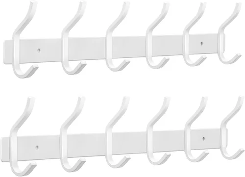 Miniatura 23 de Ganchos de pared negros, perchero de pared de 30 cm con 4 ganchos, ganchos de pared resistentes para colgar mochila, bolso, cartera, ropa, sombrero