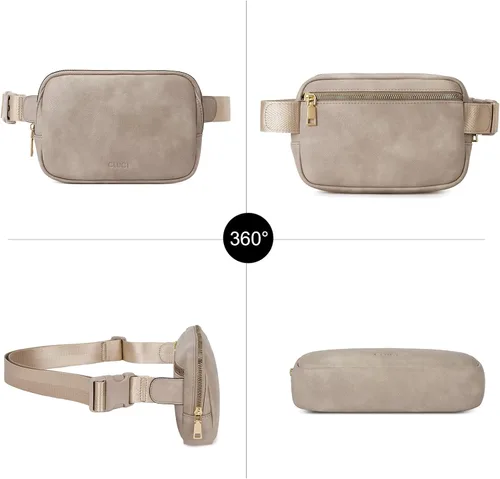 Miniatura 6 de CLUCI Riñonera para mujer, cangurera cruzada para mujer, moderna, de piel sintética, con correas ajustables, Gris
