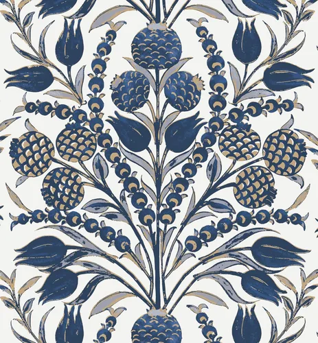 CiCiwind Papel tapiz de despegar y pegar, color azul y blanco, papel de pared floral, bohemio, autoadhesivo, apto para inquilinos, papel de contacto