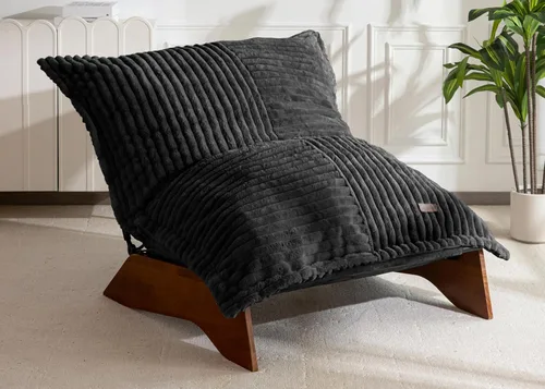 Miniatura 14 de MAXYOYO Silla ajustable para sala de estar, puf convertible y sillón reclinable con marco, cojín extraíble, tela de burbujas, suave tapizado