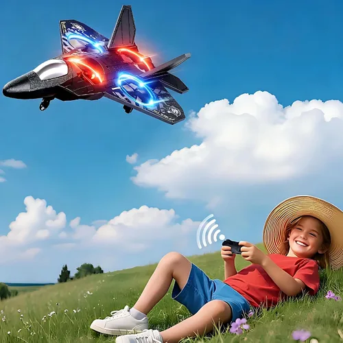 Miniatura 7 de Avión de control remoto para niños principiantes de 8 a 12 años, avión RC con luz, juguete de combate de 360°, rollo de acrobacias, regalos