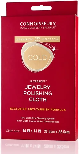 Miniatura 2 de CONNOISSEURS Premium Edition Ultrasoft 14x14 Extra Large Gold or Silver Jewelry Polishing Cloth, Clean and Polish Jewelry While Removing Tarnish for