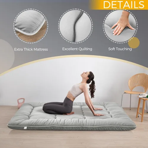 Miniatura 3 de MAXYOYO Colchón japonés extra grueso de 6 pulgadas, colchón plegable de tatami, colchón de suelo para adultos, colchón enrollable, colchón