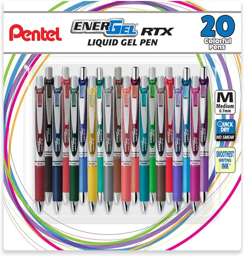 Miniatura 7 de Pentel EnerGel RTX - Bolígrafo de gel líquido retráctil, (¹/₃₂ pulgadas) línea mediana, punta de metal, tinta de colores surtidos, paquete de 10