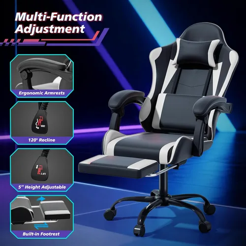 Miniatura 5 de Magshion Silla de juegos para adultos, silla ergonómica de computadora con reposabrazos de acoplamiento, silla de jugador de altura ajustable