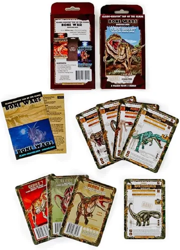 CLADE-GRAVIM® Dinosaur Top of The Clade Bone Wars Booster Box Coleccionista Tarjetas de intercambio educativas 20 CGTC incluyendo 1 raro para niños,