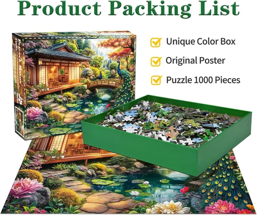 Miniatura 3 de Rompecabezas de 1000 piezas para adultos, retiro tradicional japonés, rompecabezas para adultos y niños, juegos educativos de 1000 piezas, Jardín