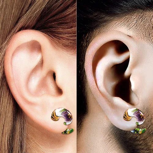 Miniatura 5 de Par de acrílico colorido flor espiral cónico estiramiento expansor piercing joyería oído carne túneles ensanchador tapones pendientes