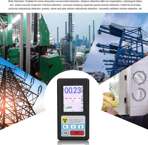 Miniatura 7 de Geiger profesional detector de radiación nuclear portátil beta gamma dosímetro de rayos X con pantalla LCD ±10% recargable para inspección
