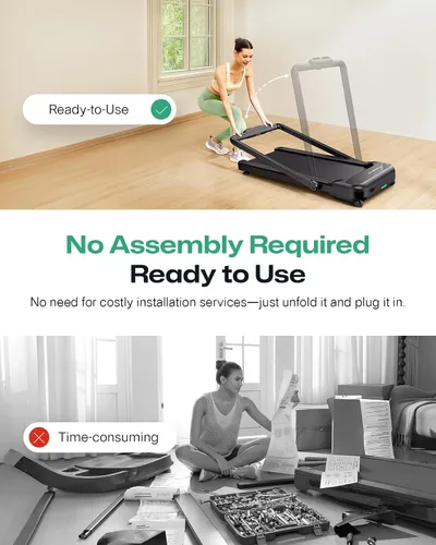 Miniatura 7 de UREVO Smart Treadmill with 9% Incline, 3-in-1 Foldable Treadmill with Handle for Home/Office Fitness, Runner-Focused Design, 6 HIIT Programs & Auto