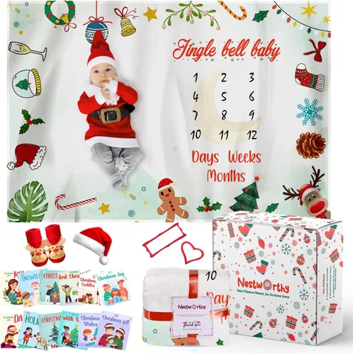 Miniatura 10 de Manta Milestone para niña – Regalo perfecto para niñas recién nacidas, manta de fotos esenciales para recién nacidos, para edad y crecimiento