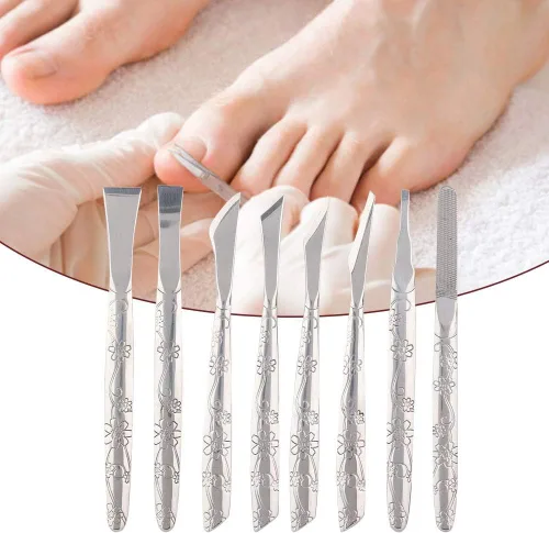 Miniatura 6 de Watris Veiyi 8 herramientas de pedicura para afeitadora de pies, juego de cuchillos de pedicura, kit de eliminación de piel muerta de acero