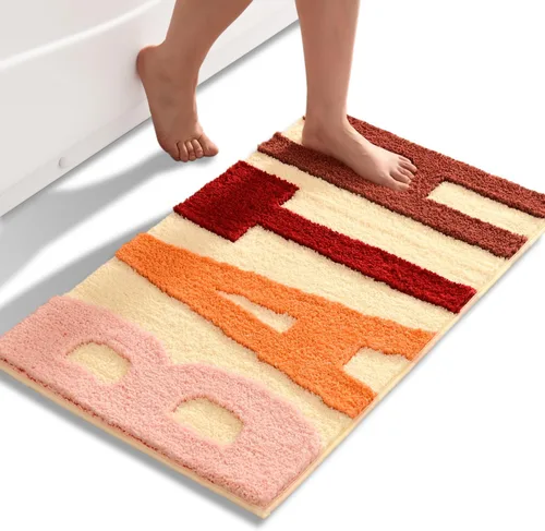 Alfombras de baño beige, bonitas alfombras de baño antideslizantes, coloridas, gruesas, suaves, peludas, estéticas, superabsorbentes, para ducha, 16