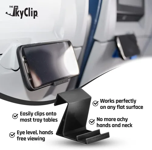 Miniatura 3 de The SkyClip Soporte de mesa para teléfono celular de avión para la parte trasera del asiento y soporte resistente para teléfono, compatible