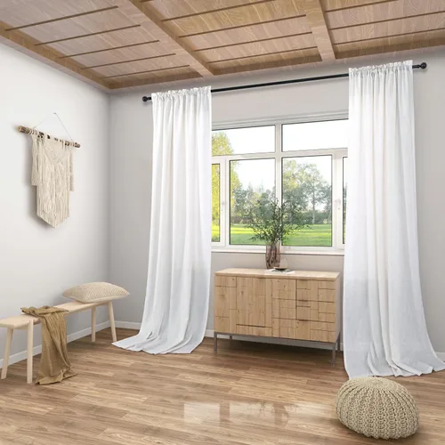 Miniatura 160 de KOUFALL Juego de 2 cortinas de puerta francesa, cortinas de lino para puerta/ventana, cortina transparente boho para cristal lateral delantero