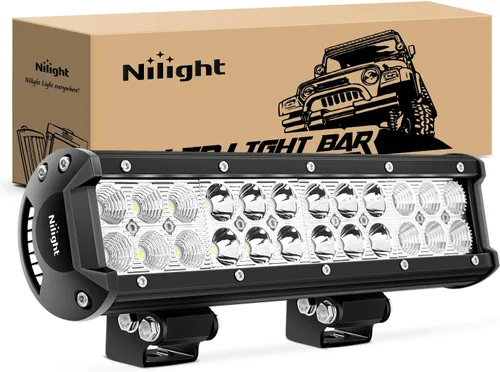 Nilight Barra de luz LED de 12 pulgadas, 72 W, 5040 lm, combo de haz puntual y amplio, luz de trabajo para todoterreno, niebla, barco, para Blanco