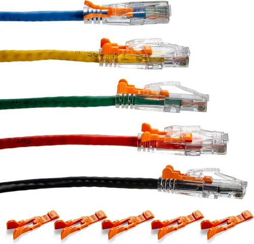 Miniatura 19 de NTW NTW - Cable de conexión de bloqueo de red patentado CAT6 de 1 pie, sin enganches, azul (NL-U6K-001BL)