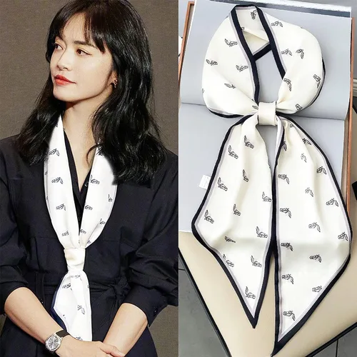 Miniatura 4 de Roizsx Bufanda de satén de moda para el cabello, bufandas de cuello para mujer, accesorios ligeros para bolso