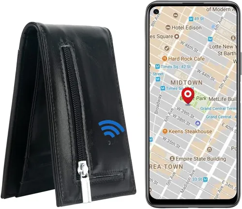Cartera rastreable para hombres Air Tag Wallet GPS Tracker & Finder Tarjeta de crédito Hombres (negro)