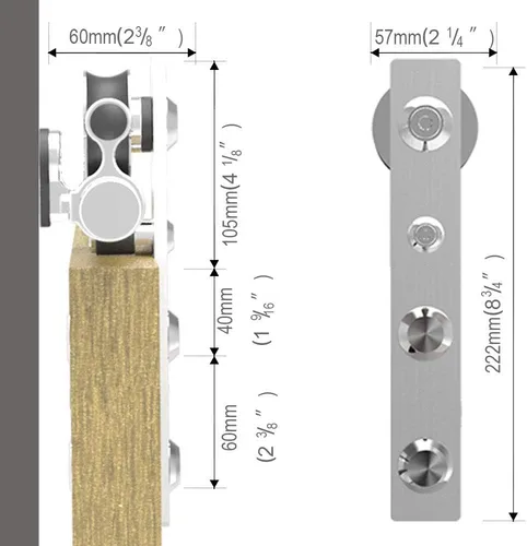 Miniatura 3 de TSMST Kit de herrajes para puerta corrediza de granero de 4 pies, riel de puerta de granero resistente de acero inoxidable para una sola puerta