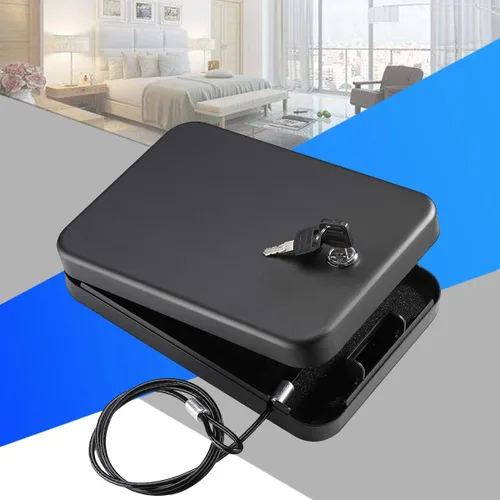 Miniatura 4 de Younion - Caja fuerte para pistolas, portátil, para viajar y llevar en el auto, color negro Cerradura de llave