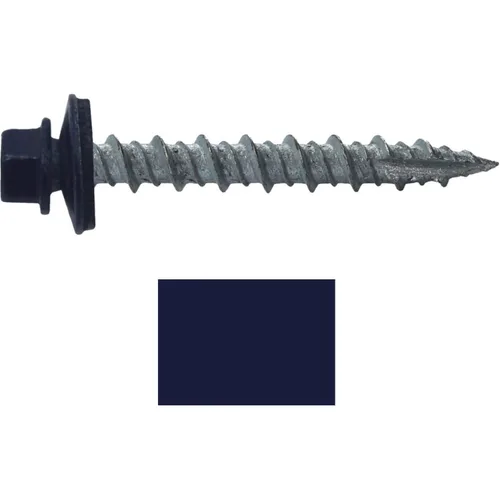 Miniatura 81 de 10 tornillos para techos de metal gris ABC de 1-1/2 pulgadas, cabezal de arandela hexagonal, arranque automático/roscado, arandela EPDM. 1 bolsa