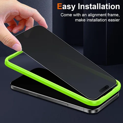 Miniatura 6 de Paquete de 2 protectores de pantalla de privacidad mate para iPhone Air / 17 Air de 6.5 pulgadas con marco de instalación, cobertura completa
