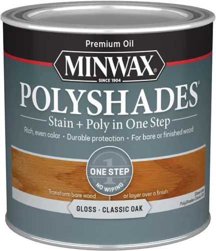 Miniatura 48 de Minwax PolyShades Tinte de Madera + Acabado de Poliuretano – Cuarto, Roble Misión, Brillo Mission Oak