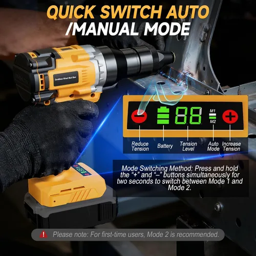 Miniatura 9 de Pistola de tuerca remachadora inalámbrica para batería De-walt de 20 V, herramienta de tuerca remachadora eléctrica sin escobillas con 3 tamaños