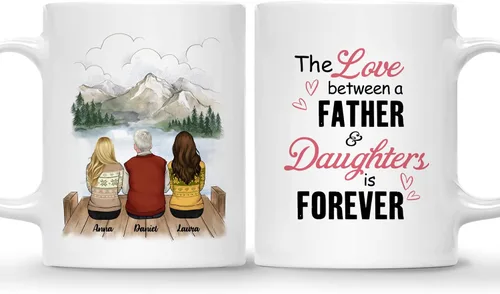Miniatura 16 de Gossby Taza personalizada (3 hijas) Thank You Dad For Everything, taza personalizada para papá, de regalo, día del padre, cumpleaños, 11 onzas, 15 3